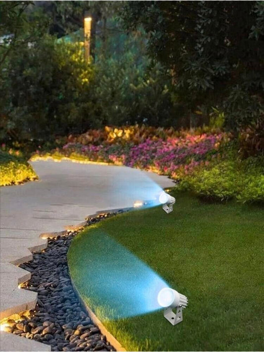 FARETTO LED LUCE BLU COB 3.5 W PROIETTORE DA GIARDINO TERRA STAFFA A PARETE ES38