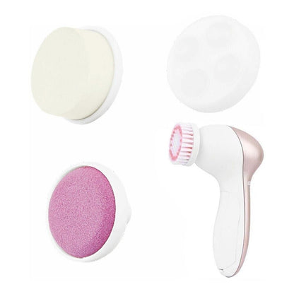 SPAZZOLA ELETTRICA PULIZIA VISO MASSAGGIATORE FACCIALE SPUGNA MORBIDA 4 IN 1