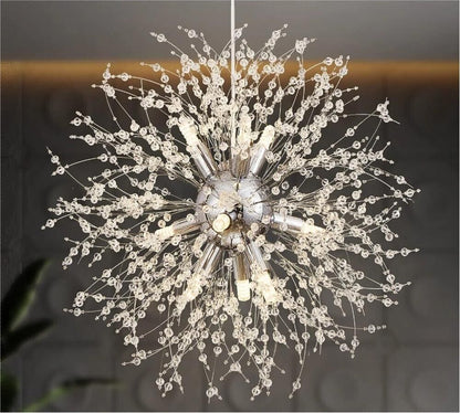 LAMPADARIO A SOSPENSIONE G9 FILI IN ACCIAIO CON CRISTALLI STILE MODERNO LP32A