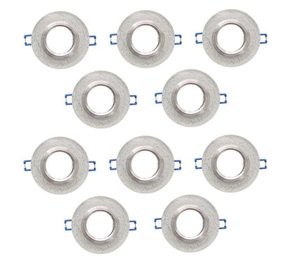 10 PORTA FARETTO DA INCASSO SUPPORTO TONDO PORTAFARETTI VETRO COLOR ARGENTO P15