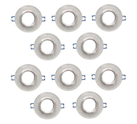 10 PORTA FARETTO DA INCASSO SUPPORTO TONDO PORTAFARETTI VETRO COLOR ARGENTO P15