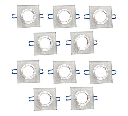 10 PORTA FARETTO A INCASSO SUPPORTO QUADRATO PORTAFARETTI VETRO ARGENTO P16