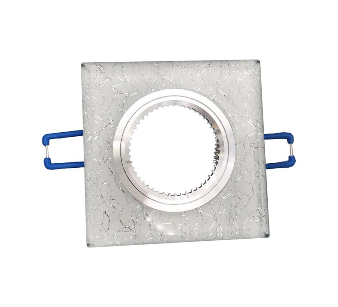 10 PORTA FARETTO A INCASSO SUPPORTO QUADRATO PORTAFARETTI VETRO ARGENTO P16
