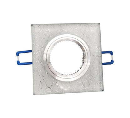 10 PORTA FARETTO A INCASSO SUPPORTO QUADRATO PORTAFARETTI VETRO ARGENTO P16