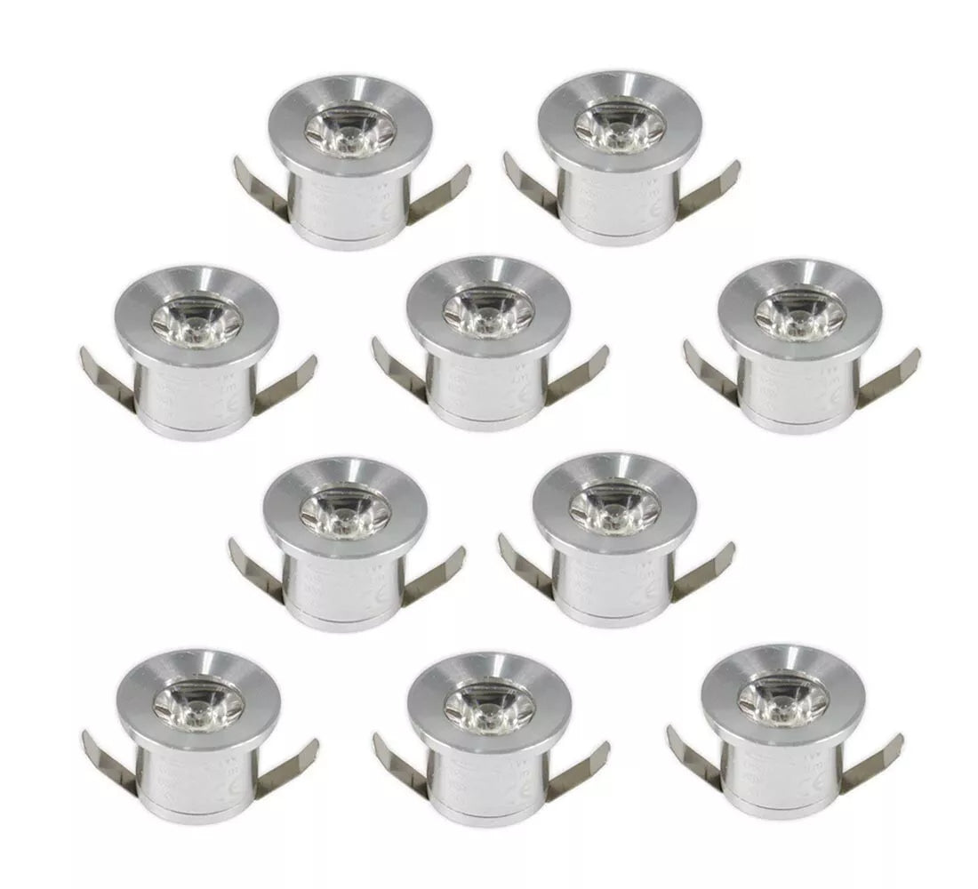 KIT 10 FARETTI LUCE BIANCA FARETTO LED A INCASSO 1 W TRASFORMATORE SILVER P31