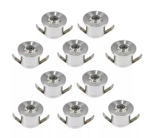 KIT 10 FARETTI LUCE BIANCA FARETTO LED A INCASSO 1 W TRASFORMATORE SILVER P31