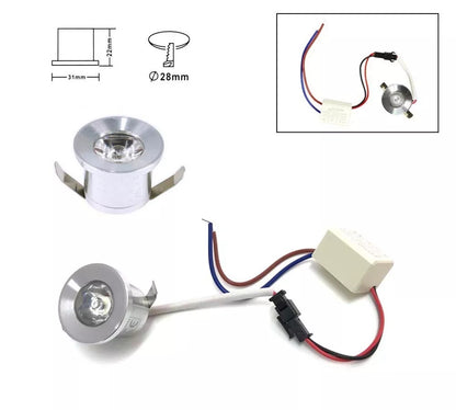 KIT 10 FARETTI LUCE CALDA FARETTO LED A INCASSO 1 W TRASFORMATORE SILVER P31