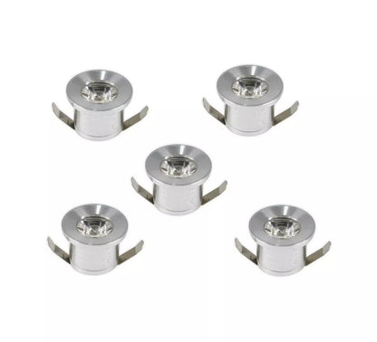 KIT 5 FARETTI LUCE ROSSO FARETTO LED A INCASSO 1 WATT TRASFORMATORE SILVER P31