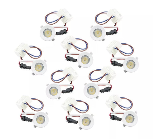 KIT 10 FARETTI A INCASSO FARETTO LED LUCE CALDA 3000 1 W BORDO BIANCO P31