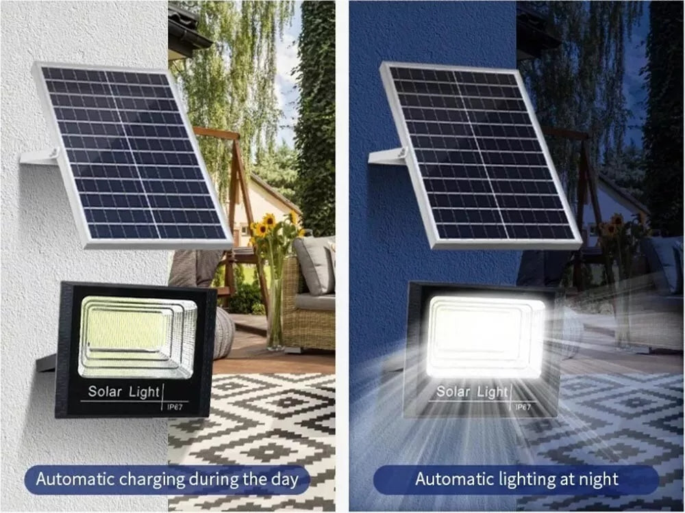 KIT FARO LED PANNELLO SOLARE FARETTO CREPUSCOLARE 60 W LUCE BIANCA TELECOMANDO