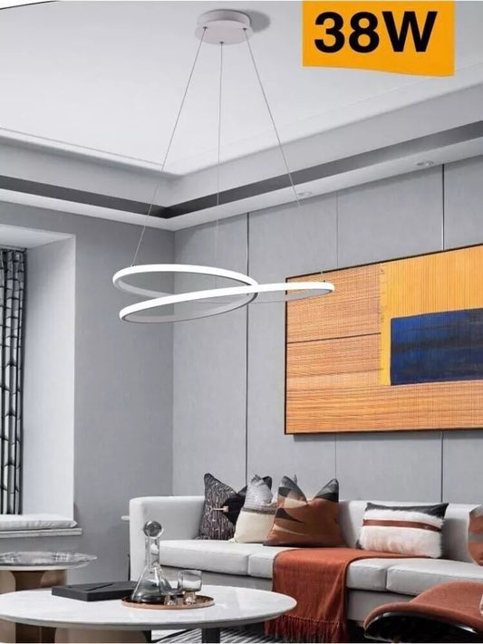 LAMPADARIO LED A SOSPENSIONE ANELLI INCROCIATI 38 W LUCE BIANCA CALDA NATURALE