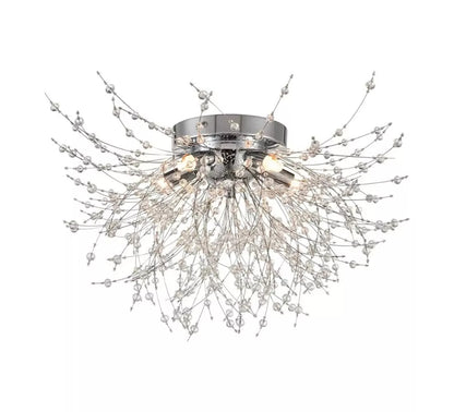 LAMPADARIO PLAFONIERA G9 FILI IN ACCIAIO CON CRISTALLI STILE MODERNO PN13A