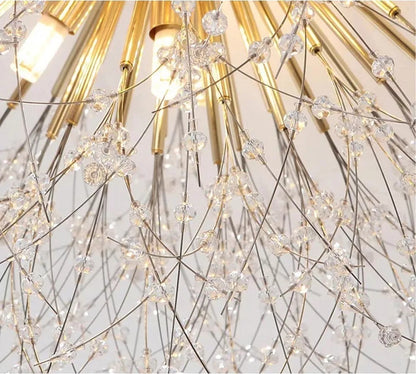 LAMPADARIO PLAFONIERA G9 FILI IN ACCIAIO CON CRISTALLI STILE MODERNO PN13O
