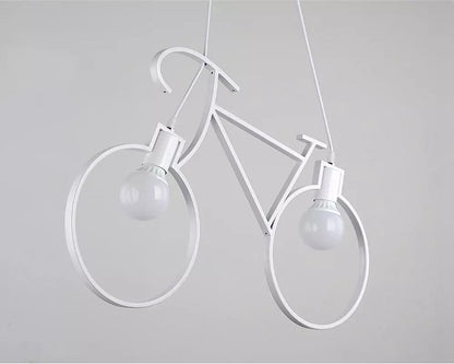 LAMPADARIO A SOSPENSIONE FORMA DI BICICLETTA BICI PORTALAMPADA E27 BIANCO