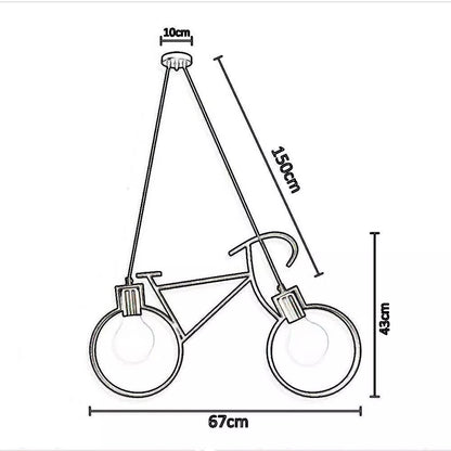 LAMPADARIO A SOSPENSIONE FORMA DI BICICLETTA BICI PORTALAMPADA E27 BIANCO