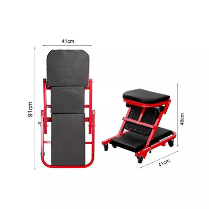 CARRELLO SGABELLO PIEGHEVOLE 2 IN 1 FINO A 150 KG CARRELLINO PER OFFICINE GARAGE