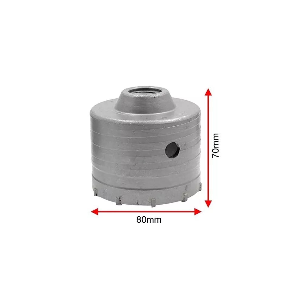 FRESA TAZZA CAROTATRICE MURO 80 MM ASTA PROLUNGA 9 CM X TRAPANO ATTACCO SDS PLUS
