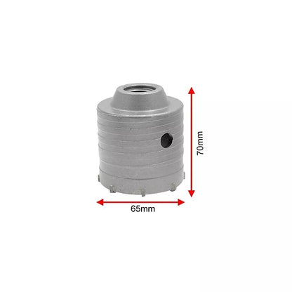 FRESA TAZZA CAROTATRICE 65 MM ASTA PROLUNGA 9 CM PER TRAPANO ATTACCO SDS PLUS