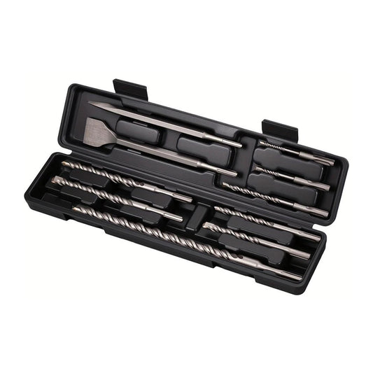 PUNTE E SCALPELLI PER TRAPANO DEMOLITORE ATTACCO SDS PLUS SET 10 PZ IN VALIGETTA