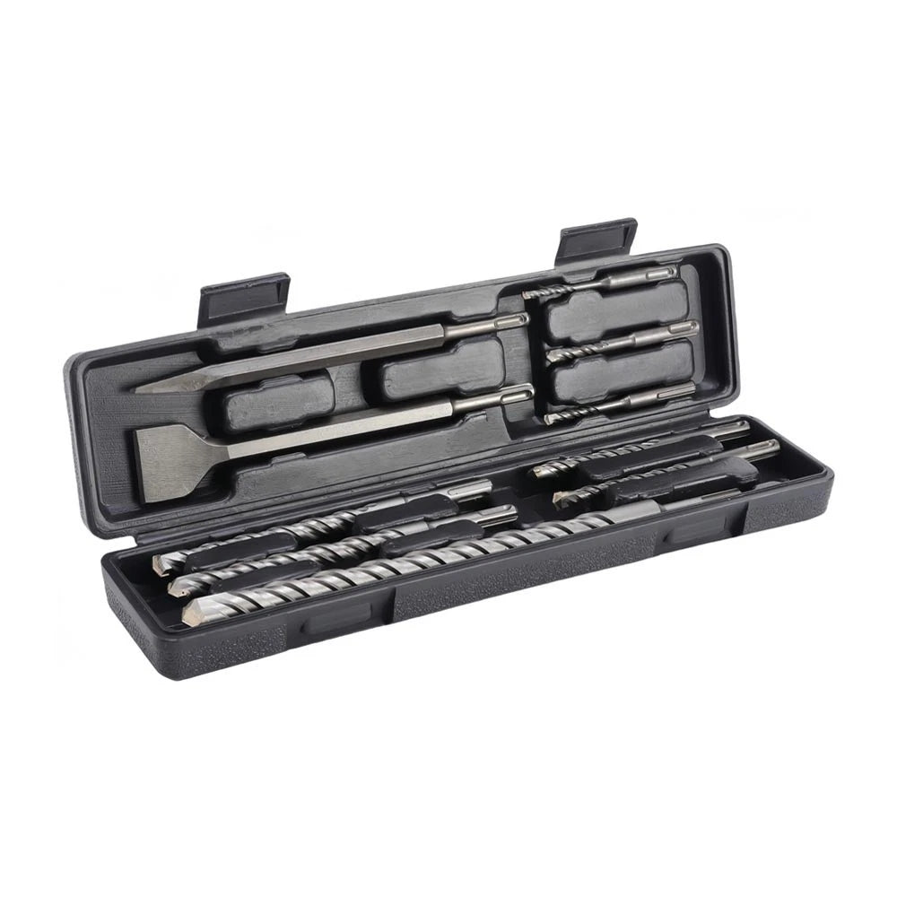 PUNTE E SCALPELLI PER TRAPANO DEMOLITORE ATTACCO SDS PLUS SET 10 PZ IN VALIGETTA