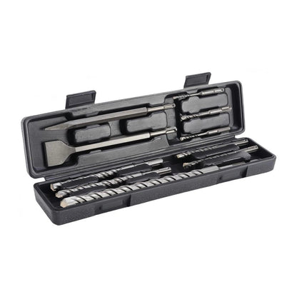 PUNTE E SCALPELLI PER TRAPANO DEMOLITORE ATTACCO SDS PLUS SET 10 PZ IN VALIGETTA