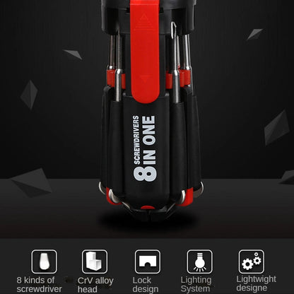 CACCIAVITE 8 IN 1 SET CACCIAVITI MULTIUSO CON LUCE TORCIA 6 LED