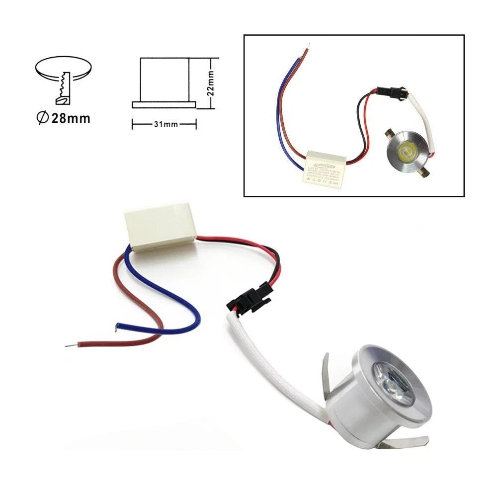 KIT 5 FARETTI LUCE BIANCA FARETTO LED 1 WATT A INCASSO  SILVER P31-5F