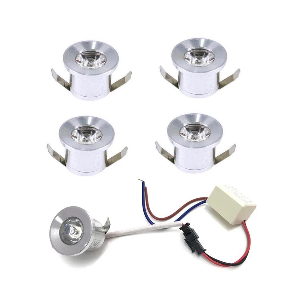 FARETTO 1 WATT LED LUCE BLU 5 FARETTI DA INCASSO BORDO SILVER P31-5B