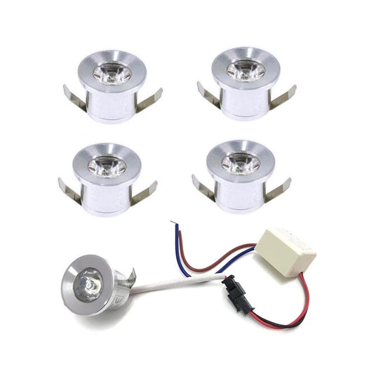 FARETTO 1 WATT LED LUCE BLU 5 FARETTI DA INCASSO BORDO SILVER P31-5B