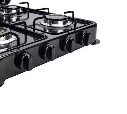 FORNELLO A GAS GPL CUCINA DA CAMPEGGIO CASA 4 FUOCHI PIASTRA QUADRUPLO NERO