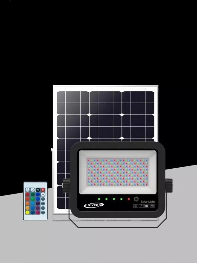 FARO LED RGB PANNELLO SOLARE 30 W TELECOMANDO FARETTO SENSORE CREPUSCOLARE IP65