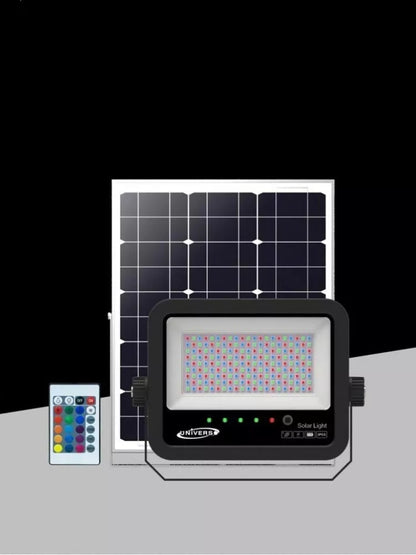 FARO LED RGB PANNELLO SOLARE 30 W TELECOMANDO FARETTO SENSORE CREPUSCOLARE IP65