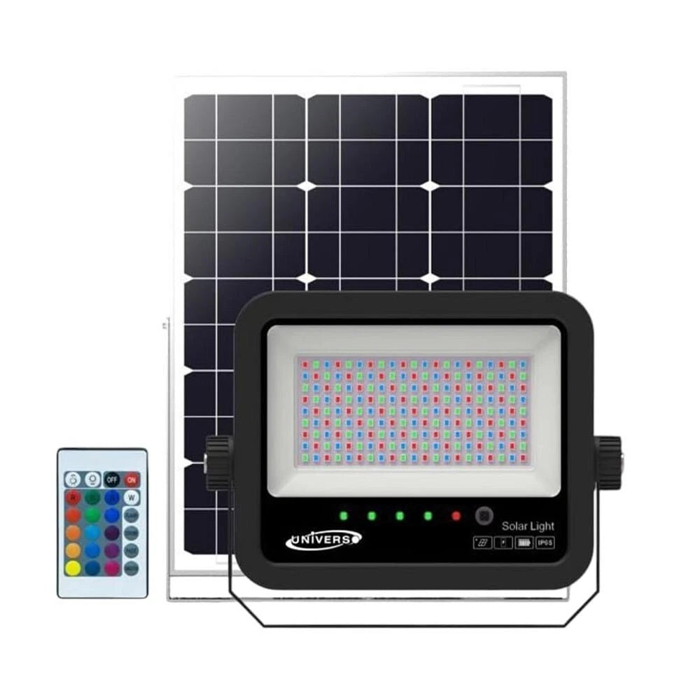 FARO LED RGB PANNELLO SOLARE 30 W TELECOMANDO FARETTO SENSORE CREPUSCOLARE IP65