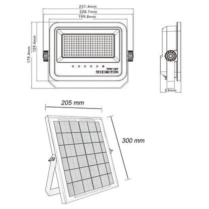 FARO LED RGB PANNELLO SOLARE 30 W TELECOMANDO FARETTO SENSORE CREPUSCOLARE IP65