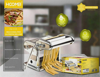 MACCHINA MANUALE PER PASTA FRESCA RULLO STENDE E TAGLIA IN ACCIAIO INOX HM-5125