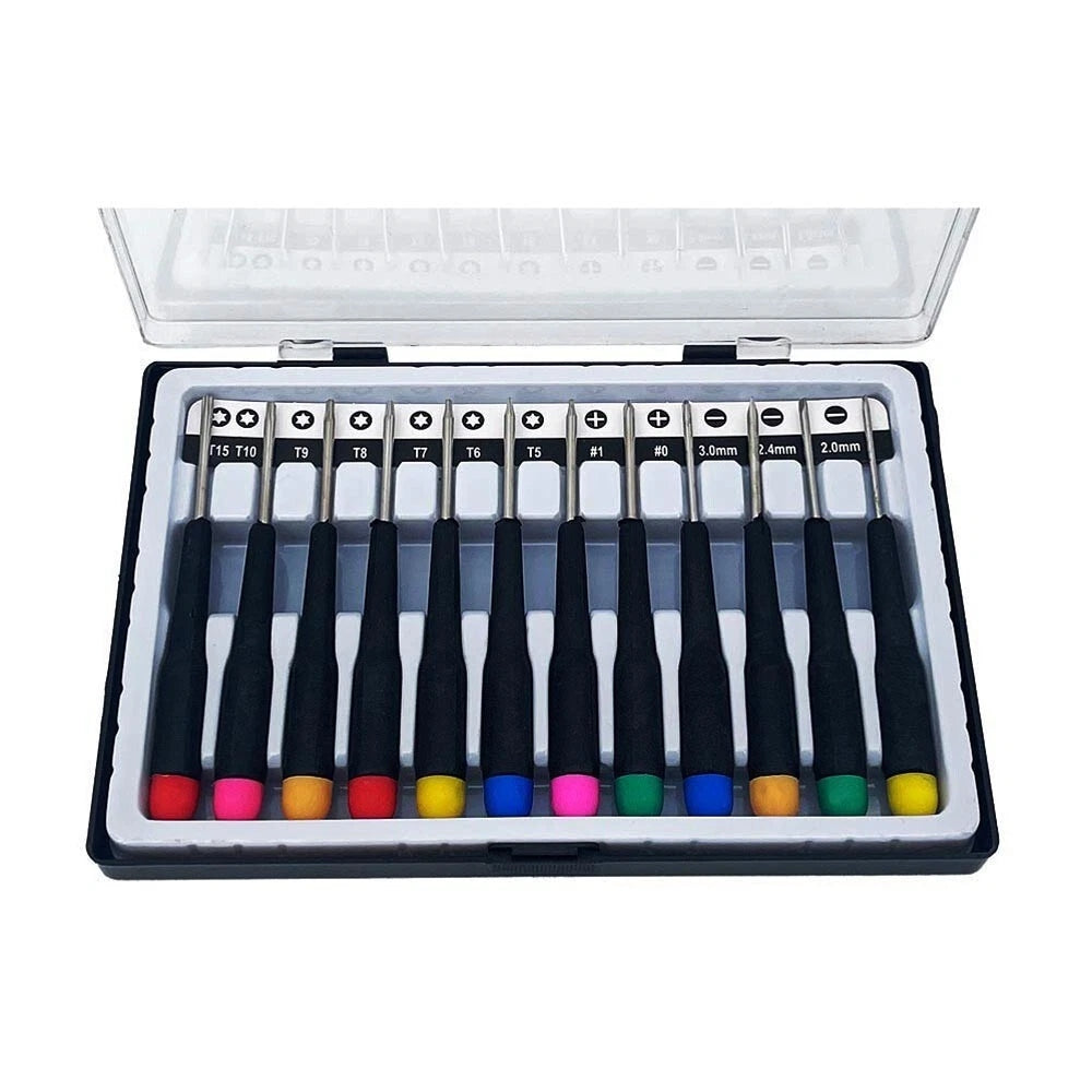 SET 12 CACCIAVITI DI PRECISIONE PUNTA TAGLIO TORX STELLA PER CELLULARI OROLOGI