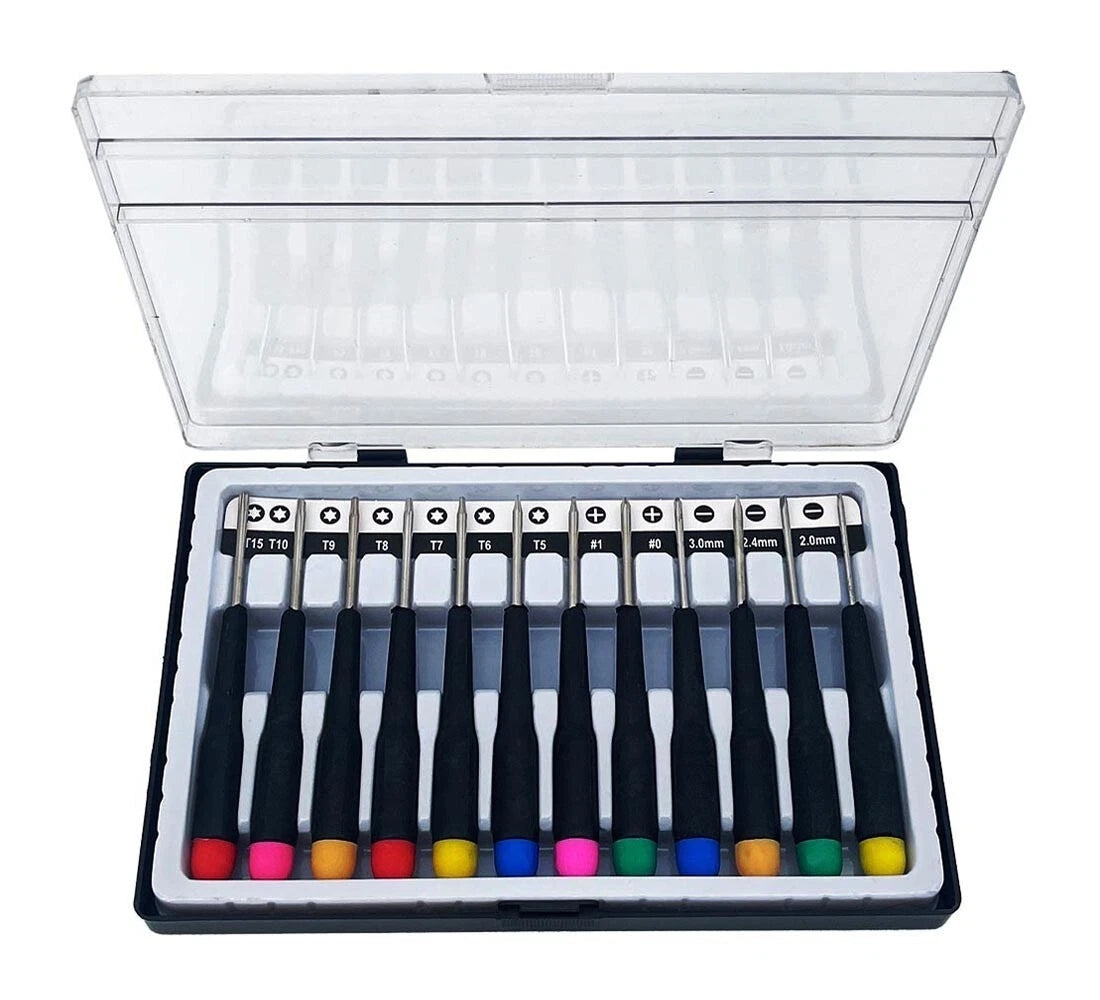 SET 12 CACCIAVITI DI PRECISIONE PUNTA TAGLIO TORX STELLA PER CELLULARI OROLOGI
