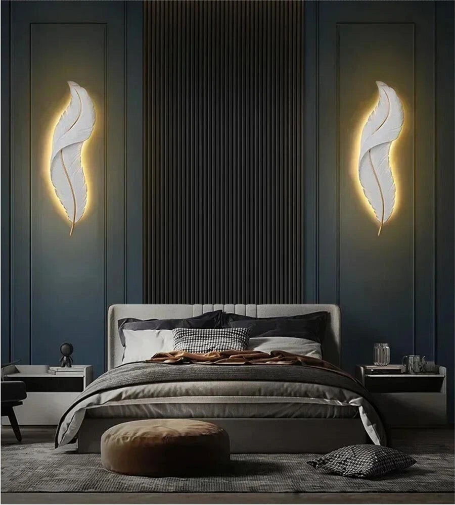 APPLIQUE LED A FORMA DI PIUMA LAMPADA LUCE BIANCA CALDA NATURALE 12 W 3 CCT