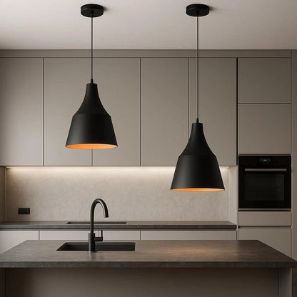 LAMPADARIO A SOSPENSIONE PARALUME A CUPOLA PORTALAMPADA E27 MODERNO NERO