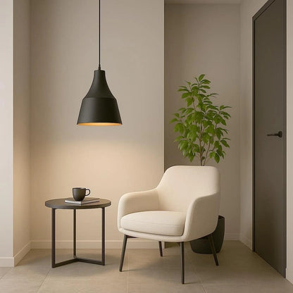 LAMPADARIO A SOSPENSIONE PARALUME A CUPOLA PORTALAMPADA E27 MODERNO NERO