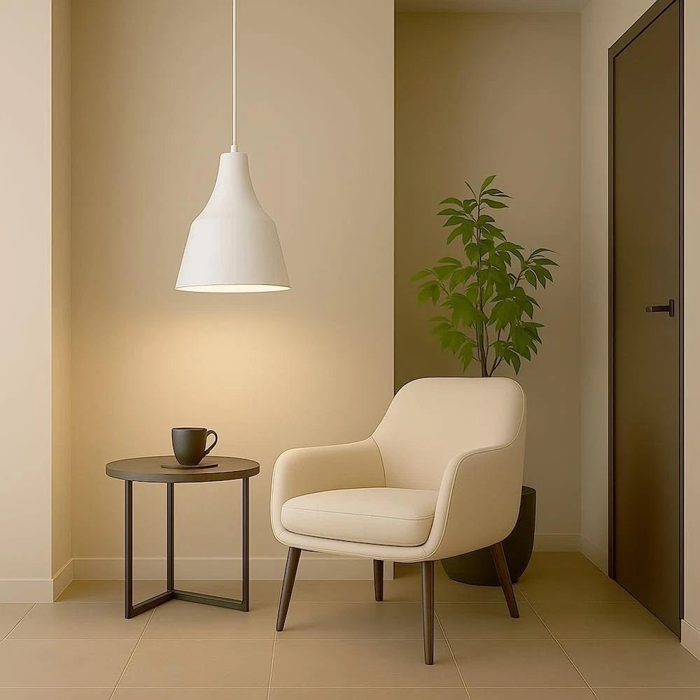 LAMPADARIO A SOSPENSIONE PARALUME A CUPOLA PORTALAMPADA E27 MODERNO BIANCO