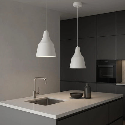 LAMPADARIO A SOSPENSIONE PARALUME A CUPOLA PORTALAMPADA E27 MODERNO BIANCO