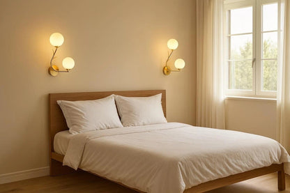 APPLIQUE DA PARETE DUE SFERE SFERA G9 LAMPADA RAMO CON FOGLI COLOR BRONZO AQ65