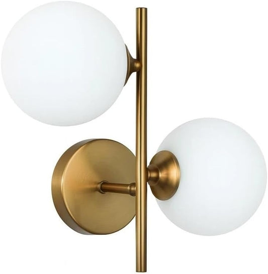 APPLIQUE A PARETE DUE SFERE IN PVC SFERA G9 LAMPADA IN METALLO BRONZO AQ42