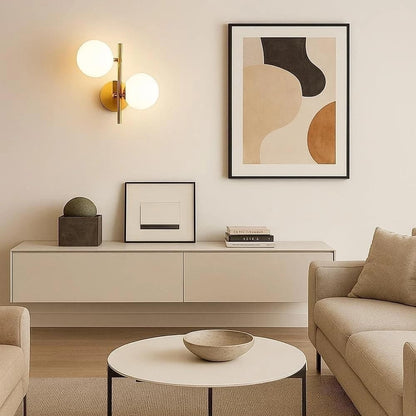 APPLIQUE A PARETE DUE SFERE IN PVC SFERA G9 LAMPADA IN METALLO BRONZO AQ42