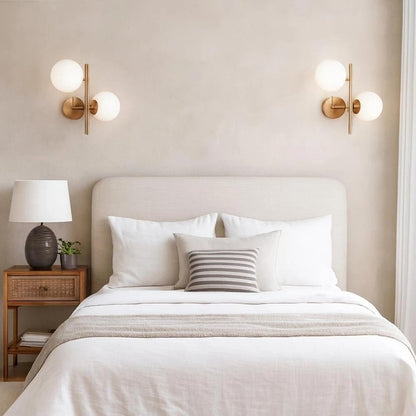 APPLIQUE A PARETE DUE SFERE IN PVC SFERA G9 LAMPADA IN METALLO BRONZO AQ42