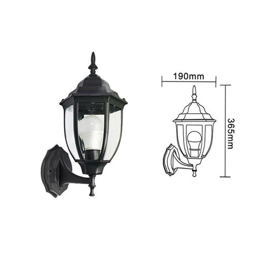LANTERNA DA GIARDINO LAMPADA A PARETE NERA APPLIQUE PER ESTERNO STILE ANTICO