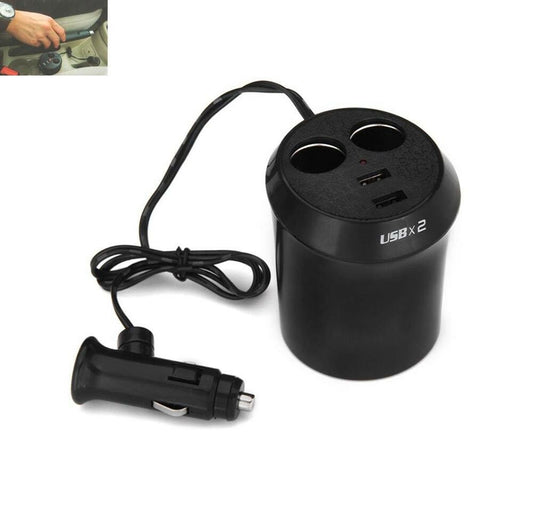 SDOPPIATORE 2 PRESA ACCENDISIGARI CARICABATTERIE 2 PORTA USB CARICA CELLULARE