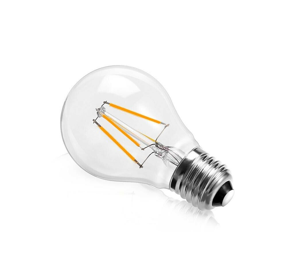 LAMPADINA LED LUCE CALDA 4W FILAMENTO IN VETRO TRASPARENTE E27 4 W E 27 A60-T4C