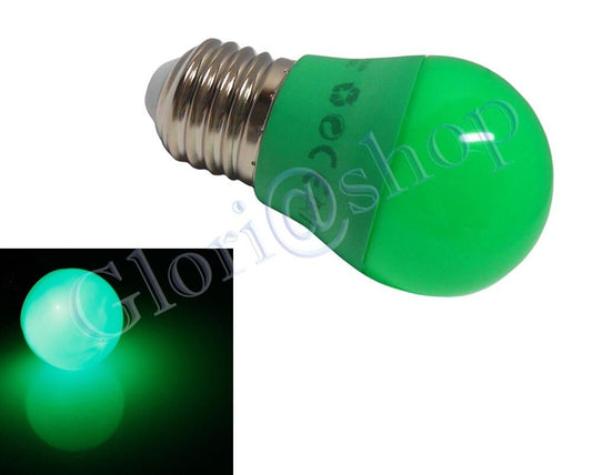 LAMPADINA LED LUCE VERDE 4W LAMPADA . SFERA LUCI COLORI LAMPADINE DECORAZIONI E27